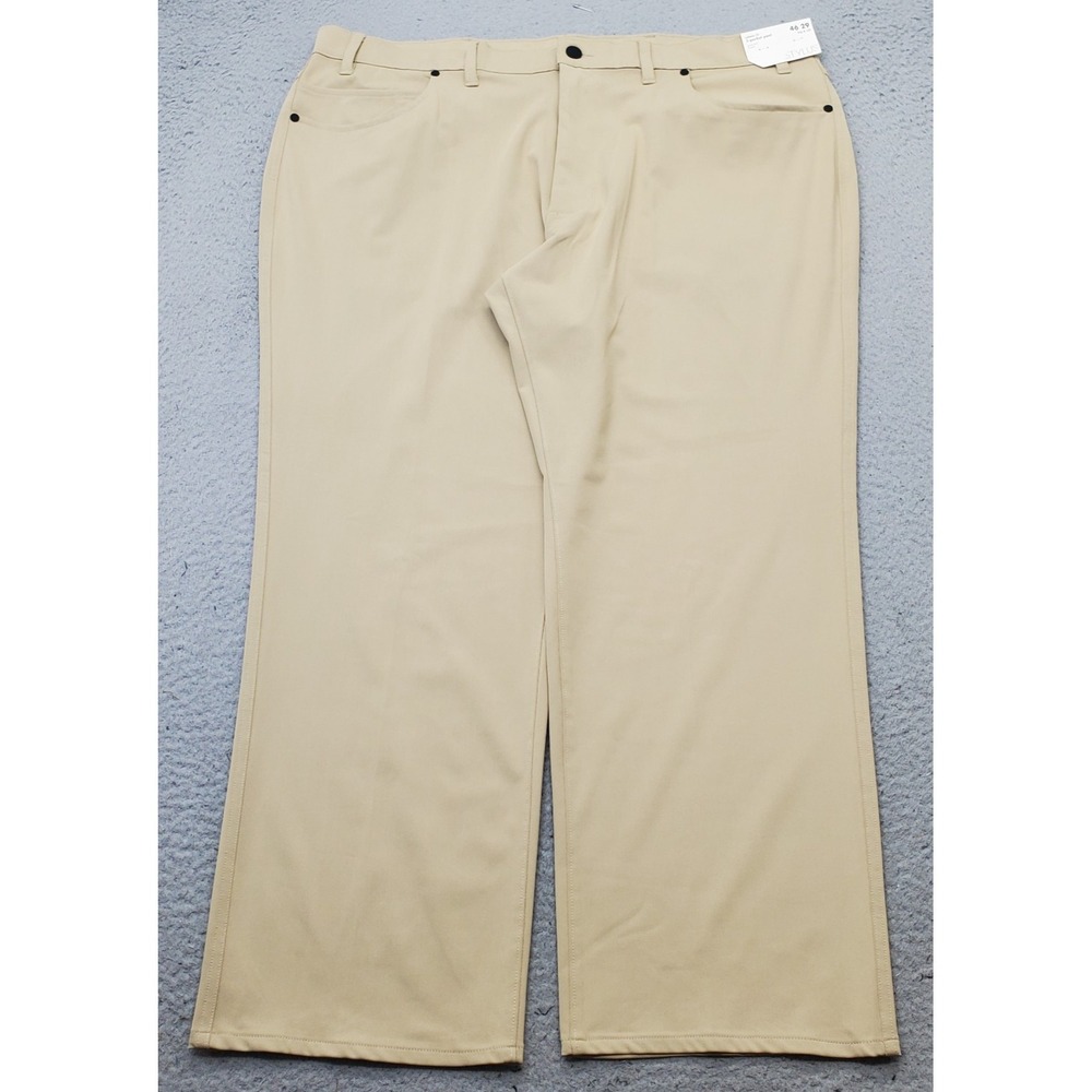Stylus Golf Pants Men 46x29 Tan Stretch Athletic Fit Quick Dry Wide Leg 5-Pocket